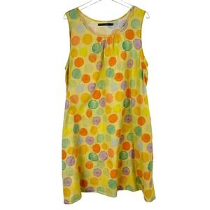 Gudrun Sjoden Yellow Dot Sleeveless Cotton Dress L ORGANIC LAGENLOOK LIGHTWEIGHT